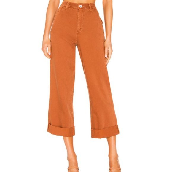 Free People Pants - Free People On My Mind Cropped Cuff Wide Leg High Rise Pant, Size 26